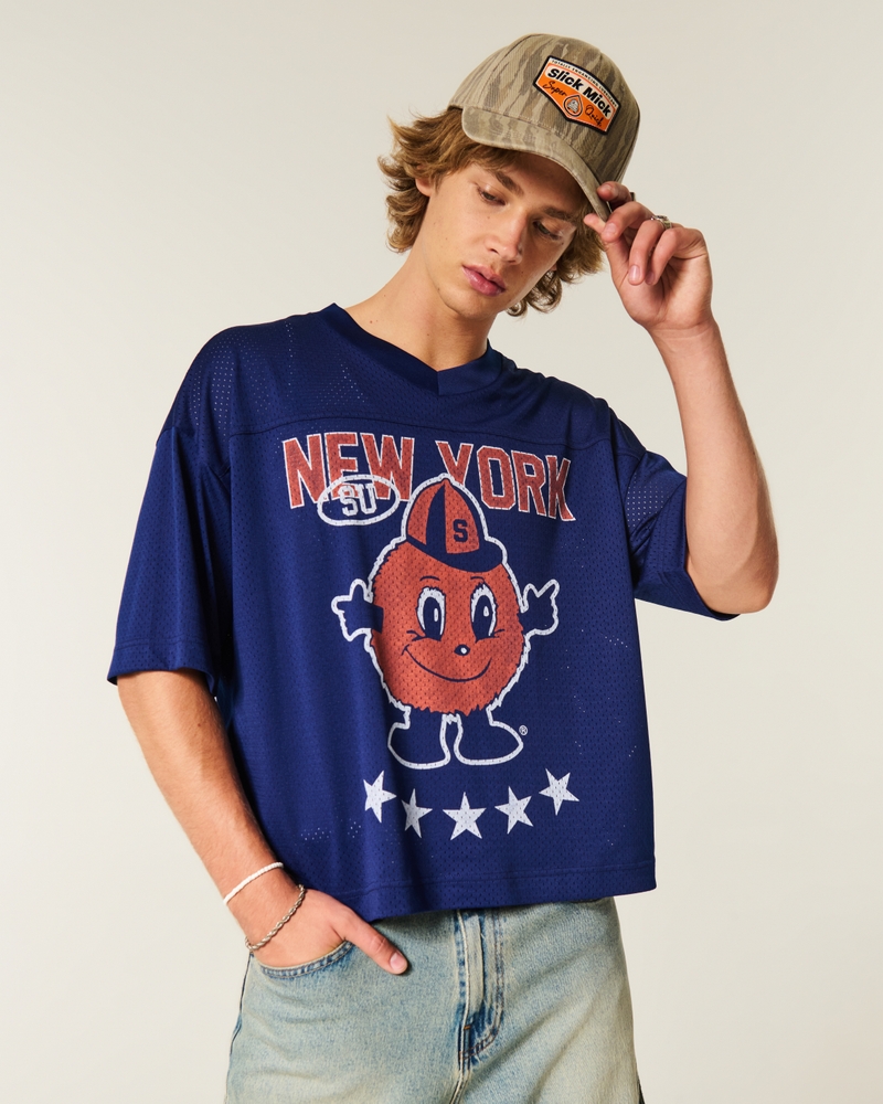 Baggy Crop Syracuse University Graphic Football Jersey