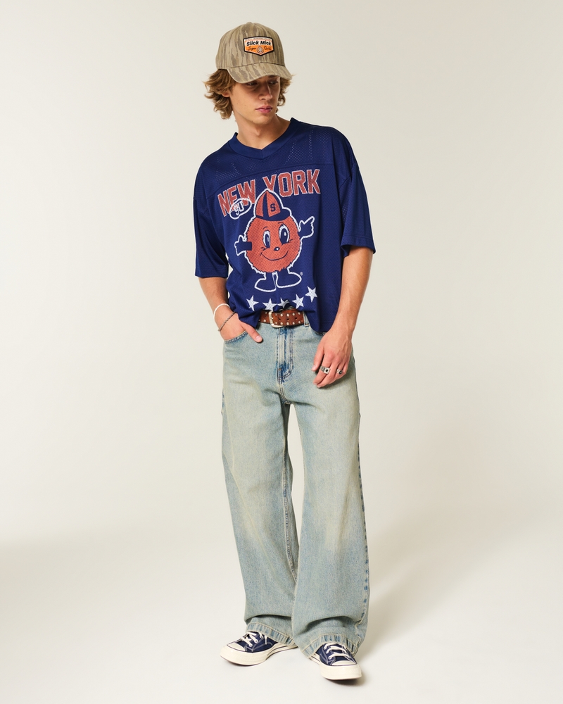 Baggy Crop Syracuse University Graphic Football Jersey