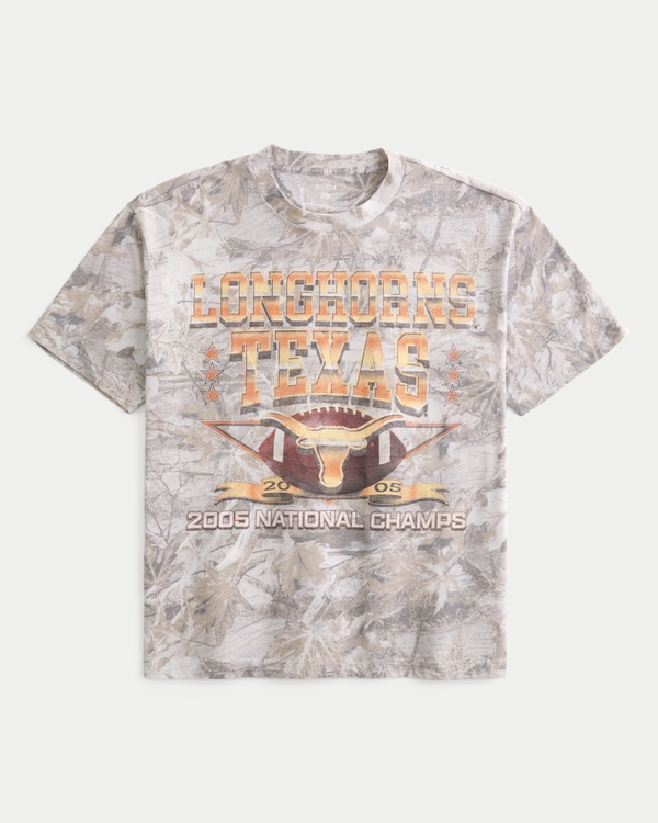 Boxy University of Texas at Austin Longhorns Graphic Tee, Cream Camo view 1