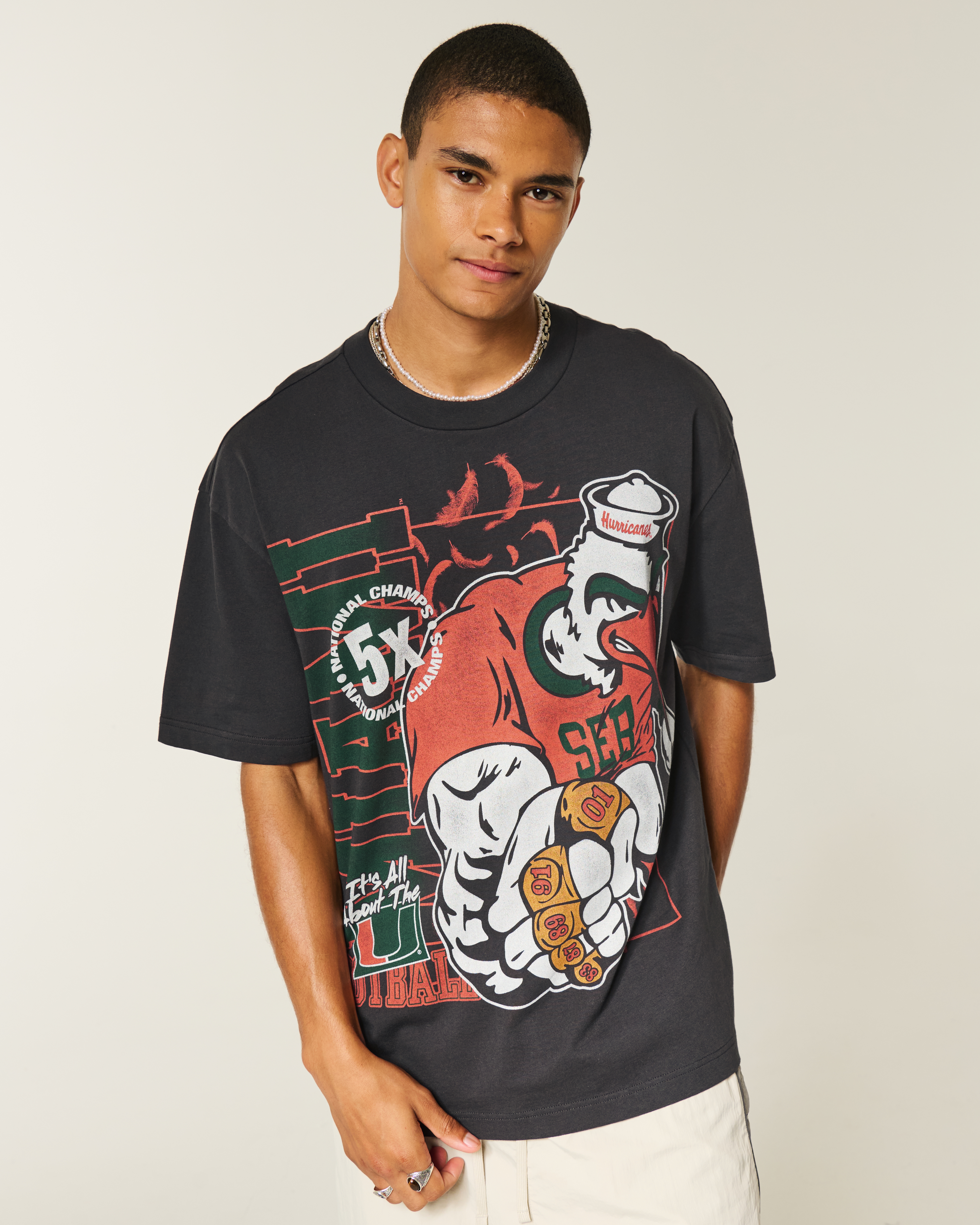 Boxy University of Miami Hurricanes Graphic Tee