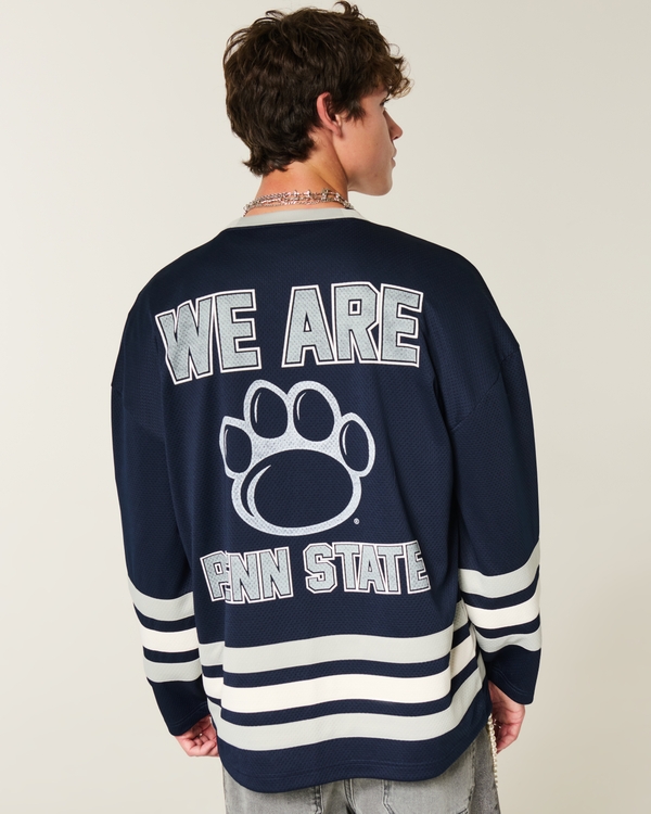 Penn State University Nittany Lions Graphic Hockey Jersey, Navy Blue view 1