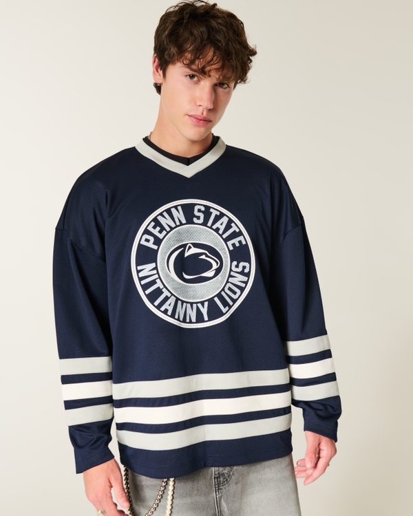 Penn State University Nittany Lions Graphic Hockey Jersey, Navy Blue view 2