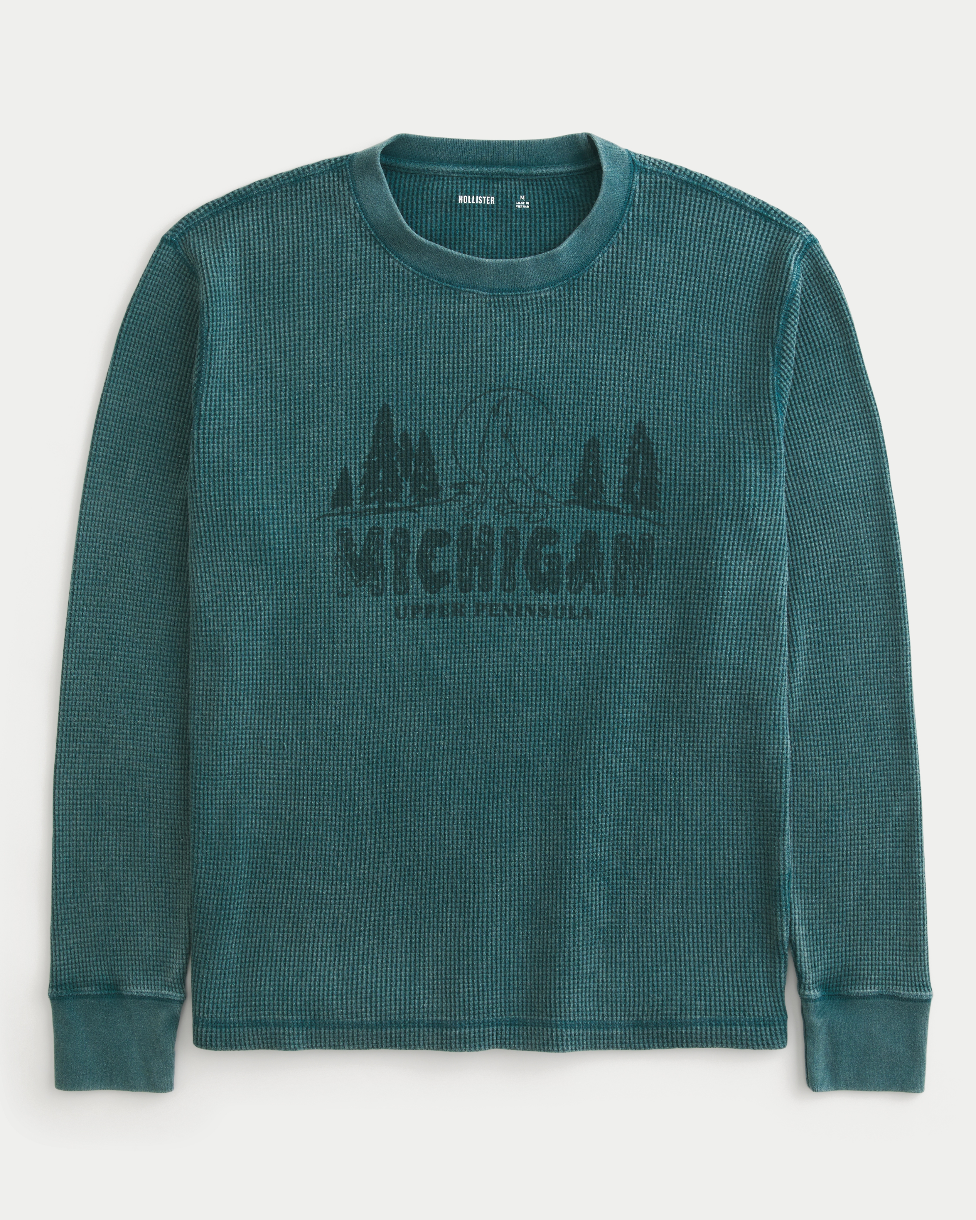 Long-Sleeve Waffle Michigan Graphic Tee