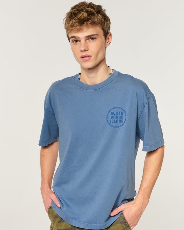 Boxy South Padre Island Texas Graphic Tee, Blue view 1
