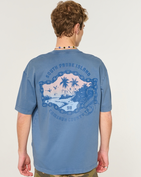 Boxy South Padre Island Texas Graphic Tee, Blue view 2