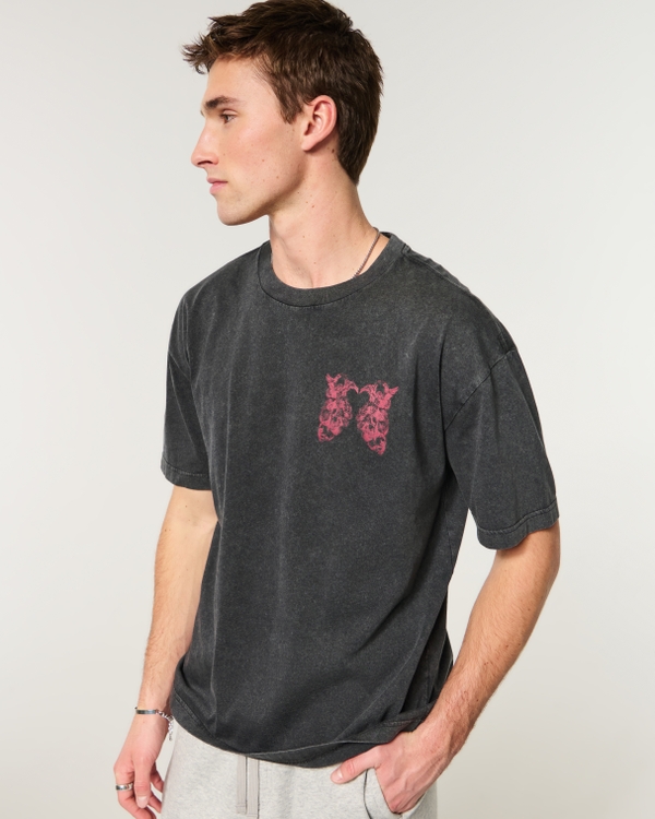 Boxy Graphic Tee, Washed Black view 1