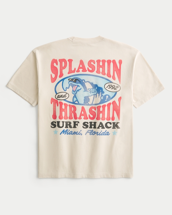 Boxy Splashin Thrashin Graphic Tee, Dark Cream view 1