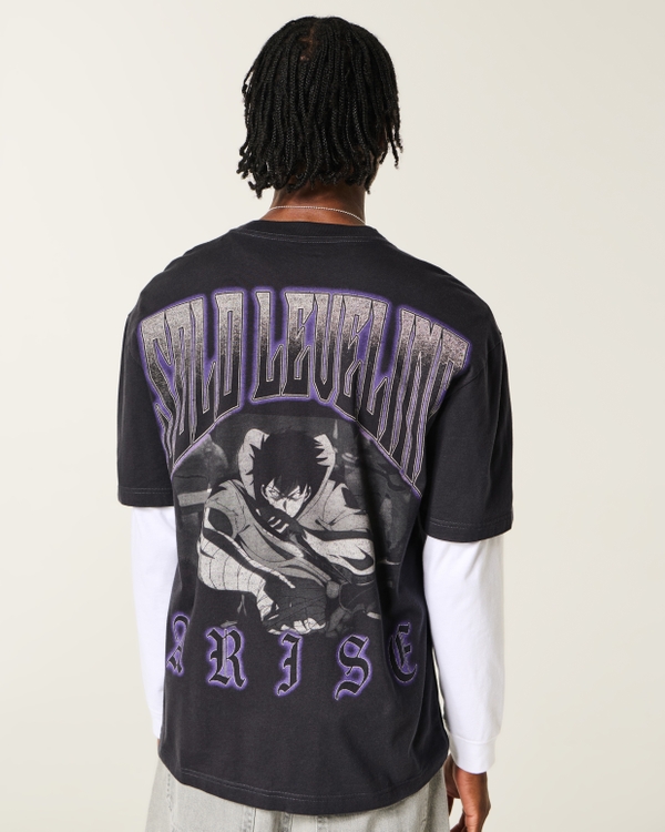 Boxy Solo Leveling Graphic Tee, Black view 2