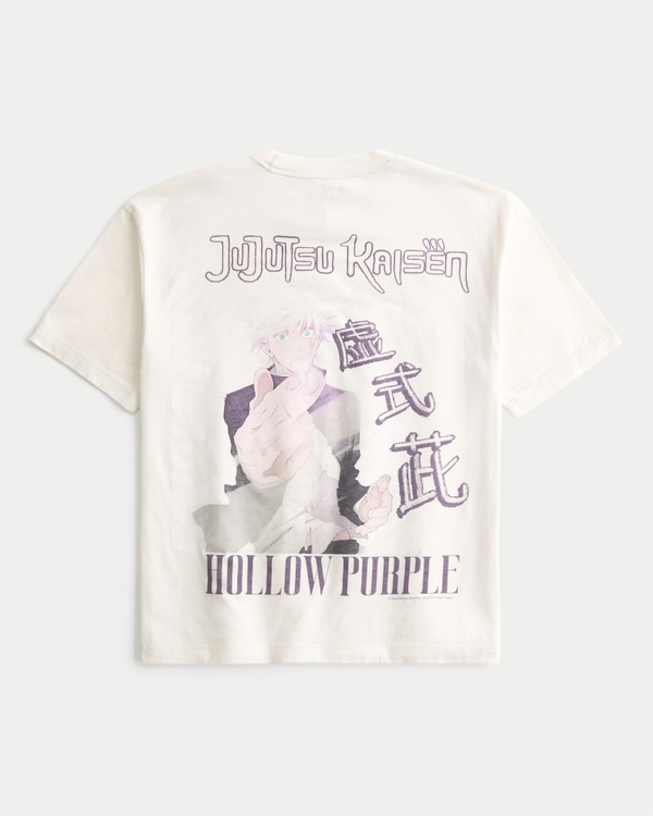Camiseta boxy con estampa de Jujutsu Kaisen, White Print view 1