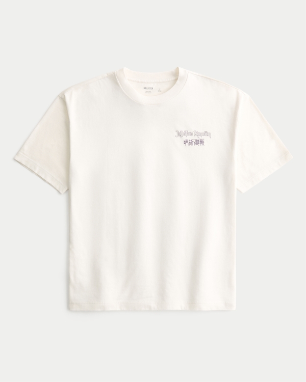 Camiseta boxy con estampa de Jujutsu Kaisen, White Print view 2