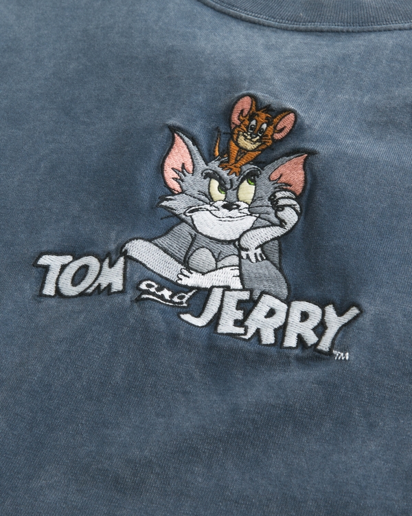 Boxy Heavyweight Tom and Jerry Graphic Tee, Washed Dark Slate view 2
