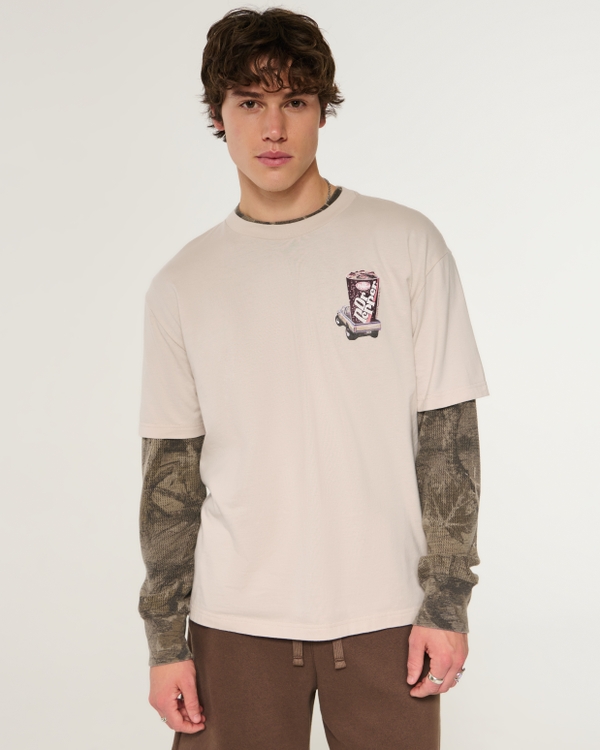 Boxy Dr Pepper Graphic Tee, Beige view 1