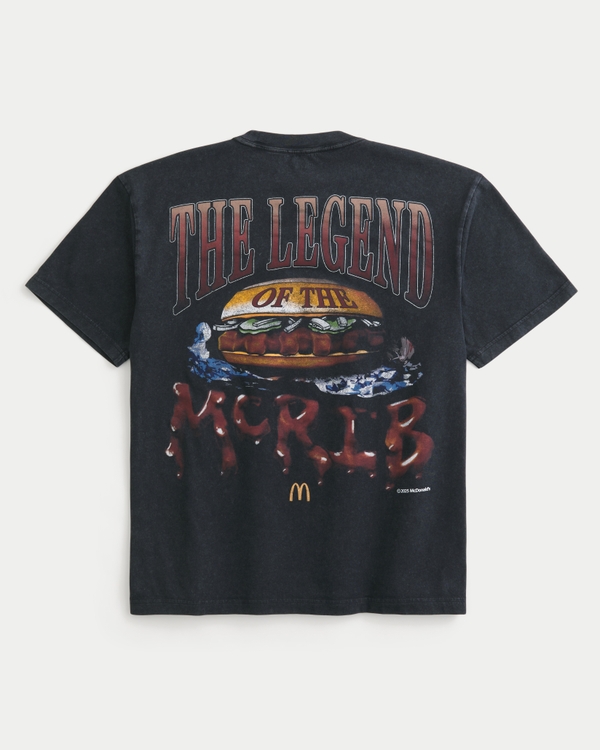 Boxy McDonald's McRib Graphic Tee, Washed Black view 1