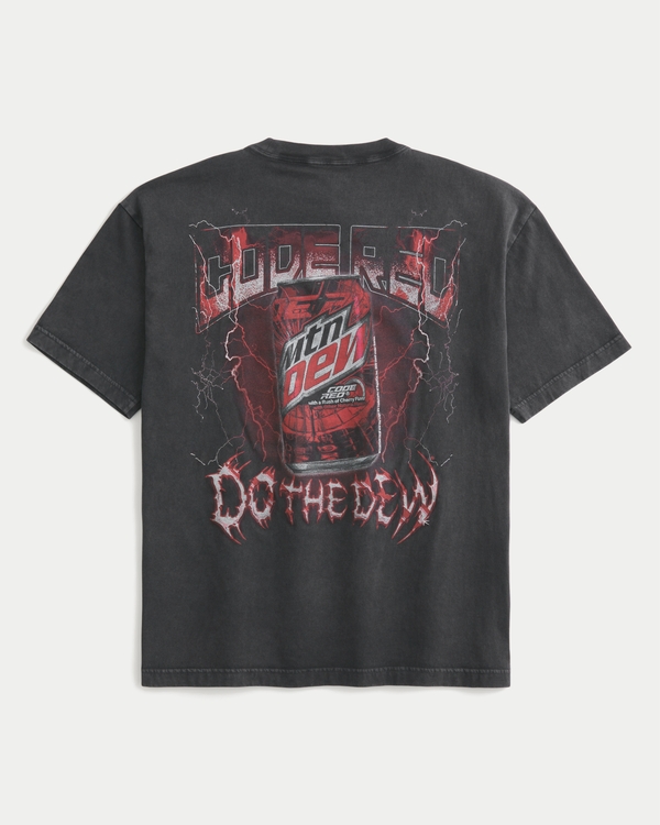Boxy Mtn Dew Code Red Graphic Tee, Faded Black view 1