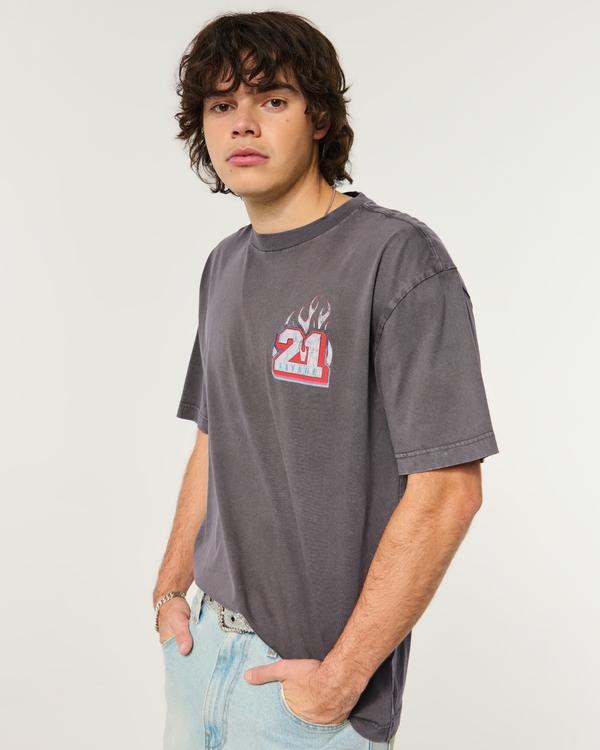 Boxy 21 Savage Graphic Tee, Charcoal Gray view 1