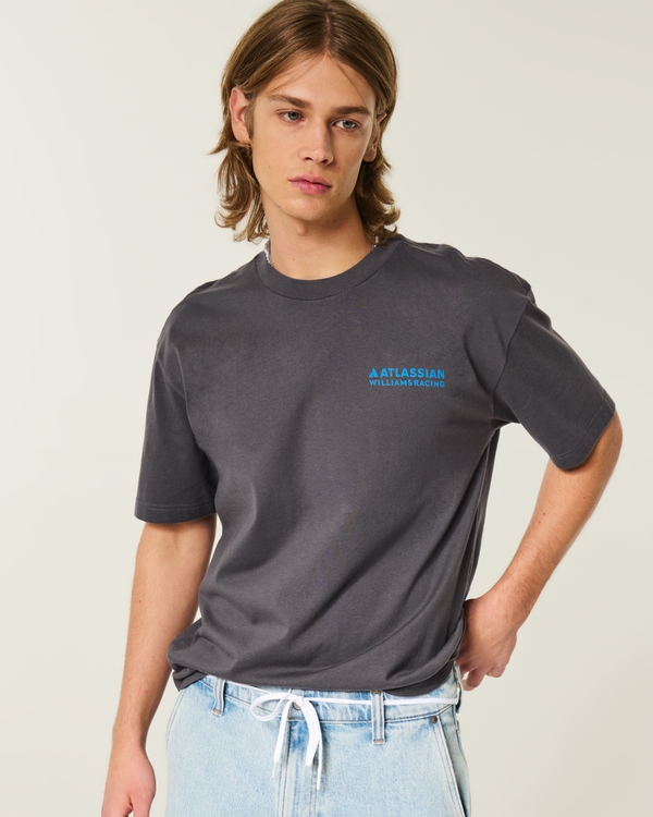 Boxy Atlassian Williams Racing Graphic Tee, Dark Grey Flat view 1