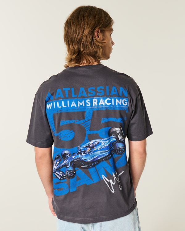 Boxy Atlassian Williams Racing Graphic Tee, Dark Grey Flat view 2