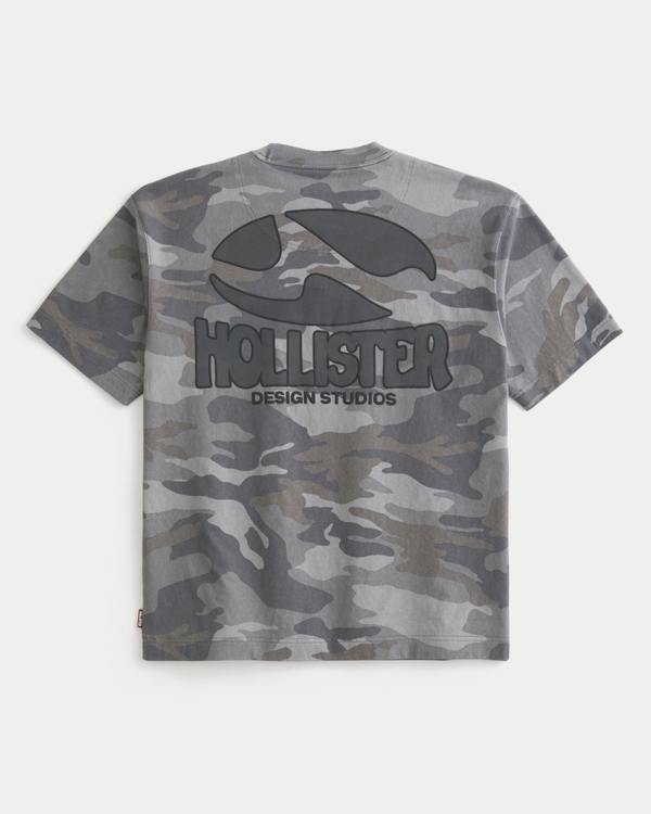 Boxy Heavyweight Camo Logo Graphic Tee, Gray Camo view 1
