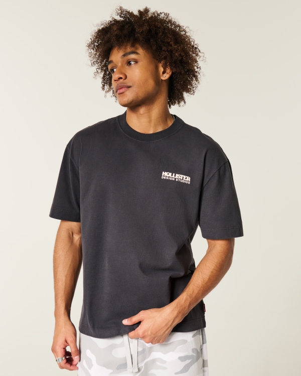 Boxy Heavyweight Logo Graphic Tee, Black view 2