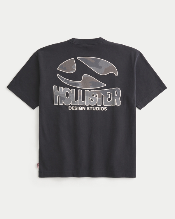 Boxy Heavyweight Logo Graphic Tee, Black view 1