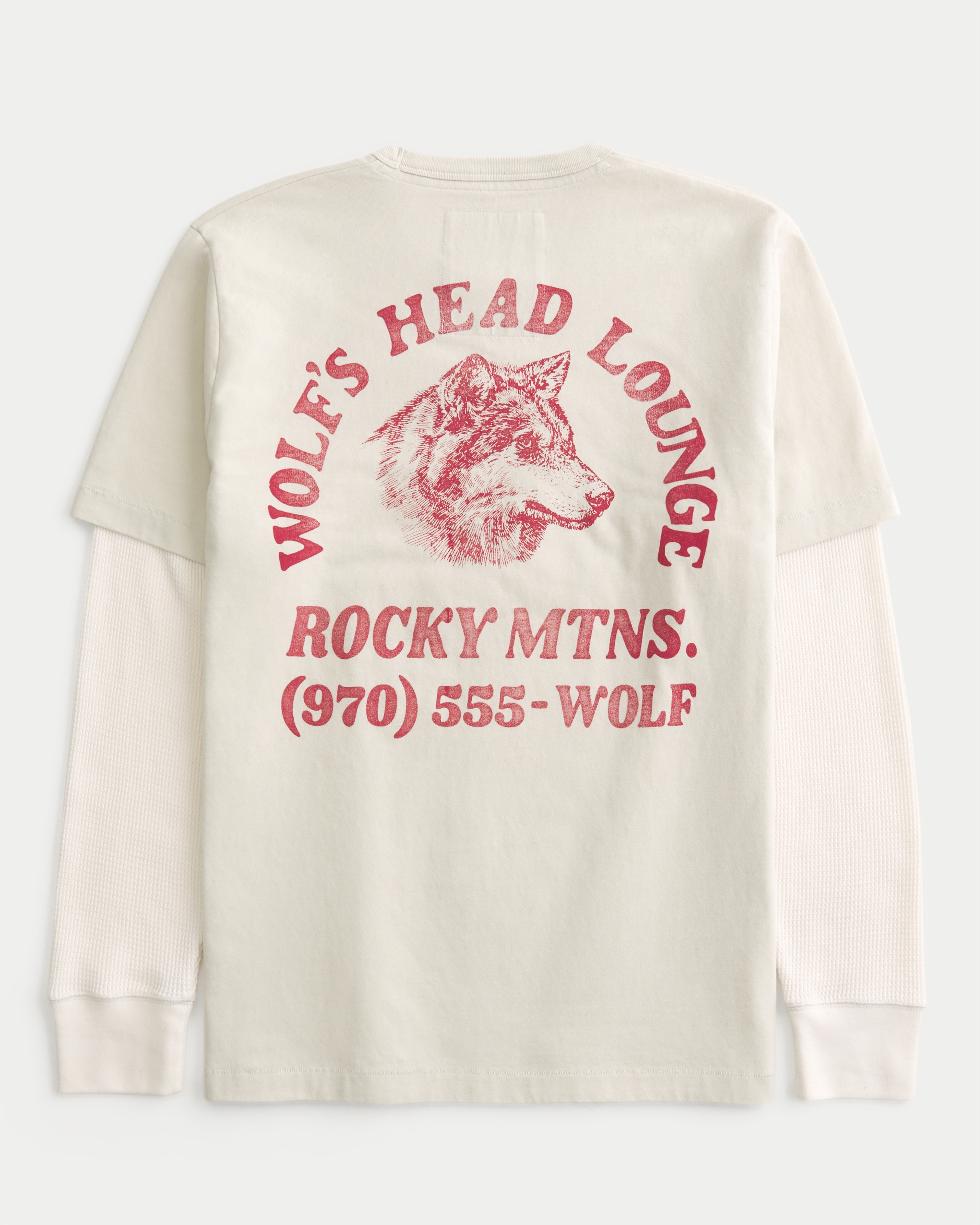 Layered Long-Sleeve Wolf's Head Lounge Graphic Tee