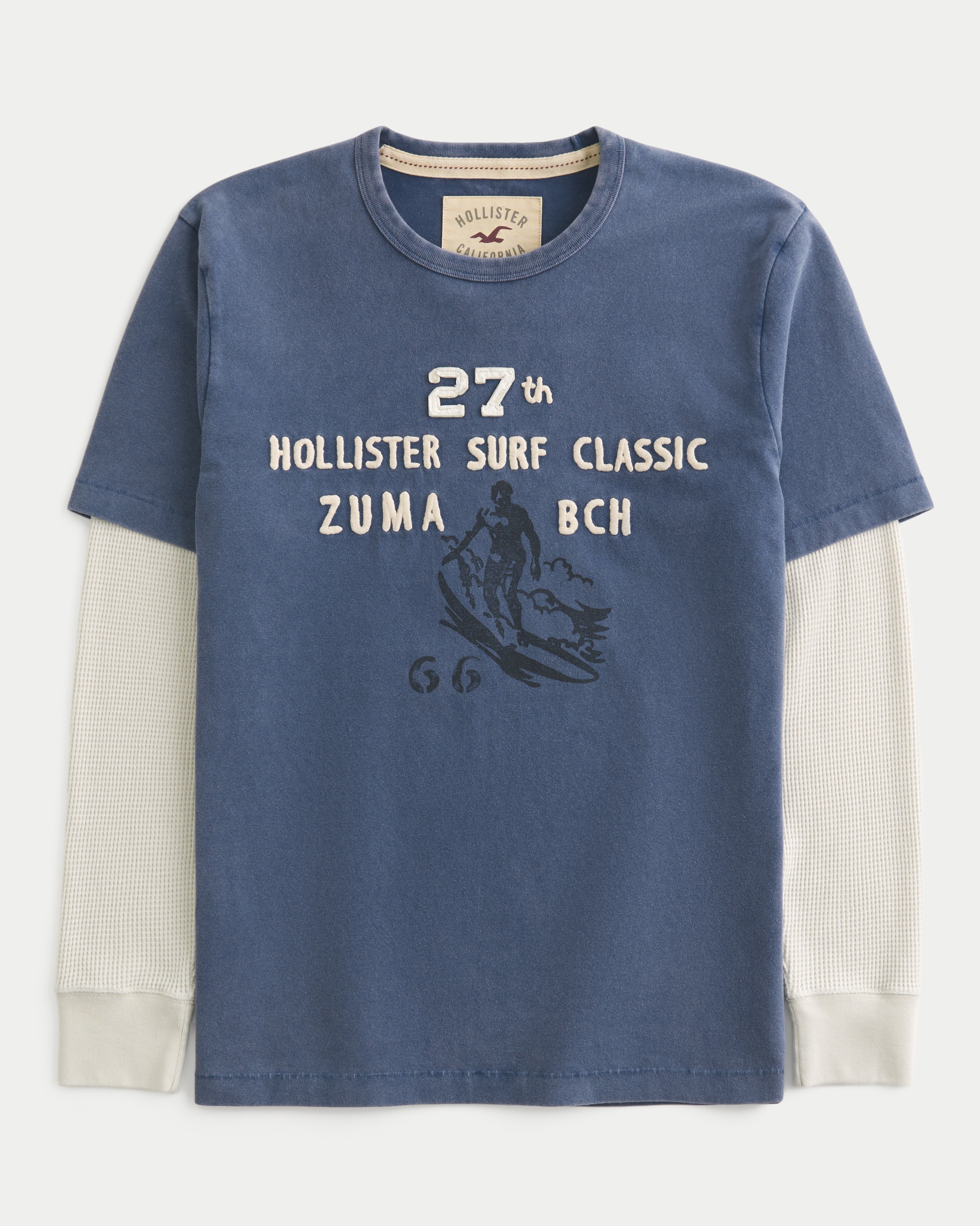 Layered Long-Sleeve Surf Logo Graphic Tee