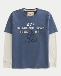 Layered Long-Sleeve Surf Logo Graphic Tee