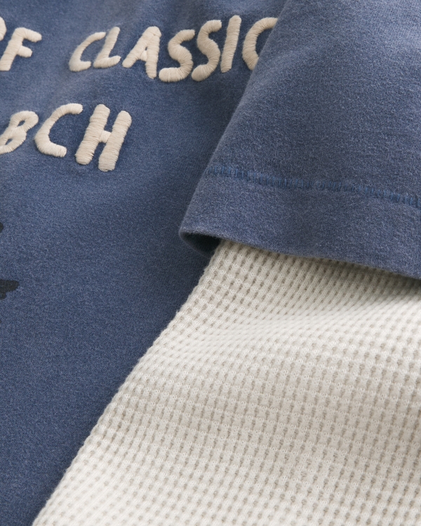 Layered Long-Sleeve Surf Logo Graphic Tee