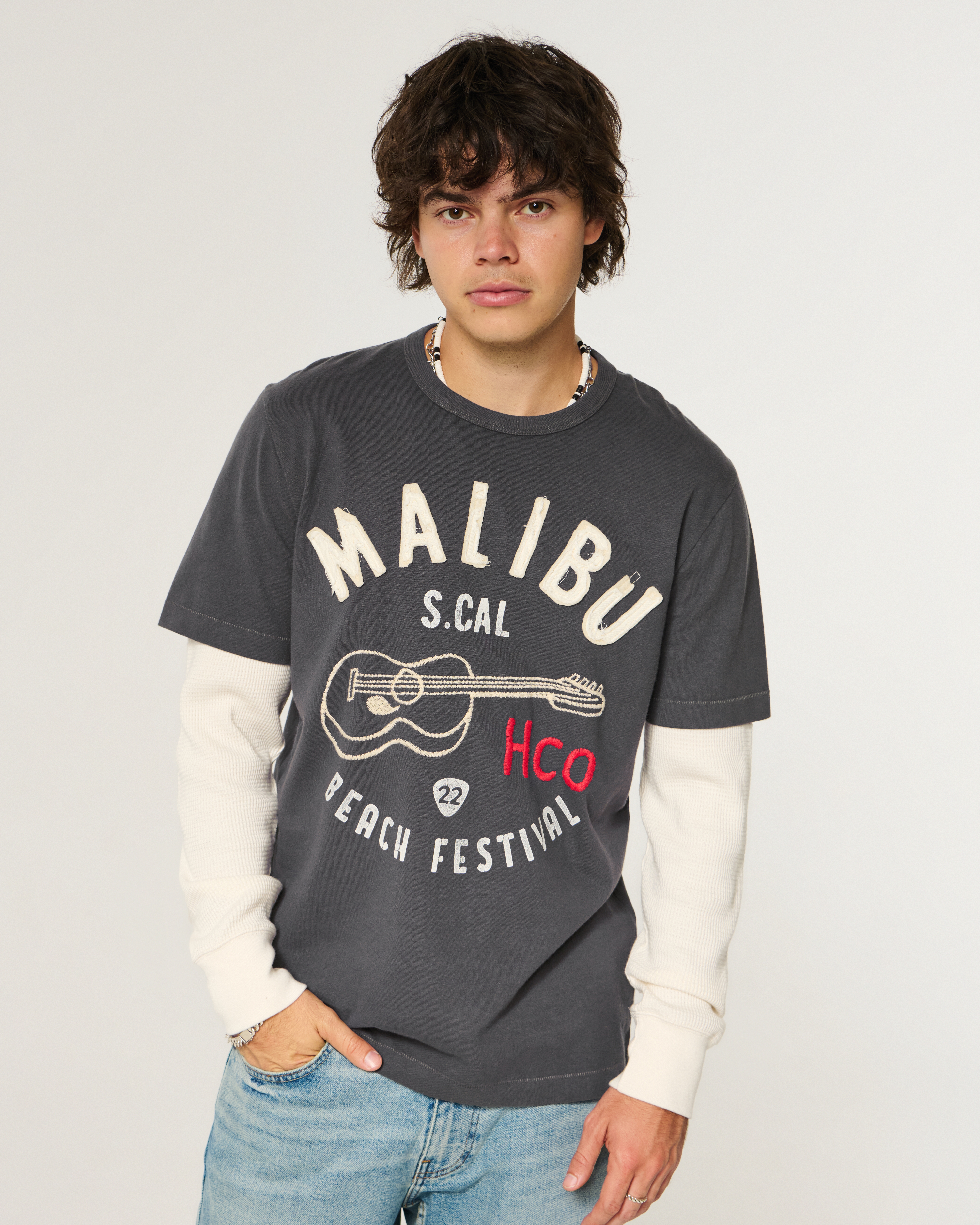 Layered Long-Sleeve Logo Graphic Tee
