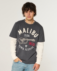 Layered Long-Sleeve Logo Graphic Tee