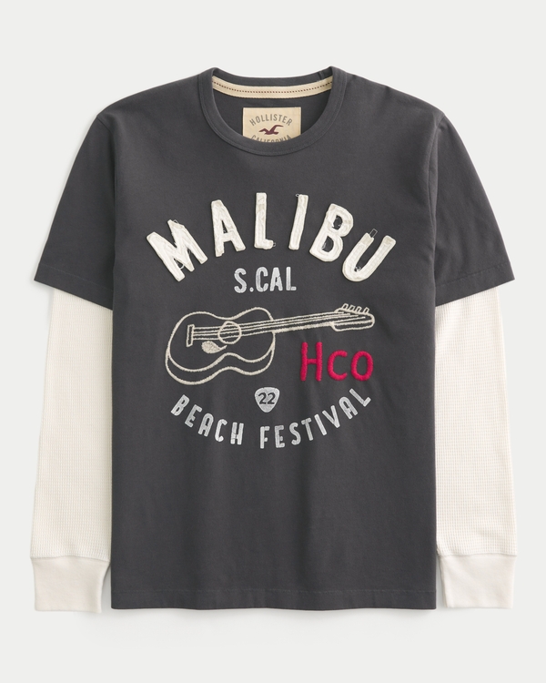 Layered Long-Sleeve Logo Graphic Tee