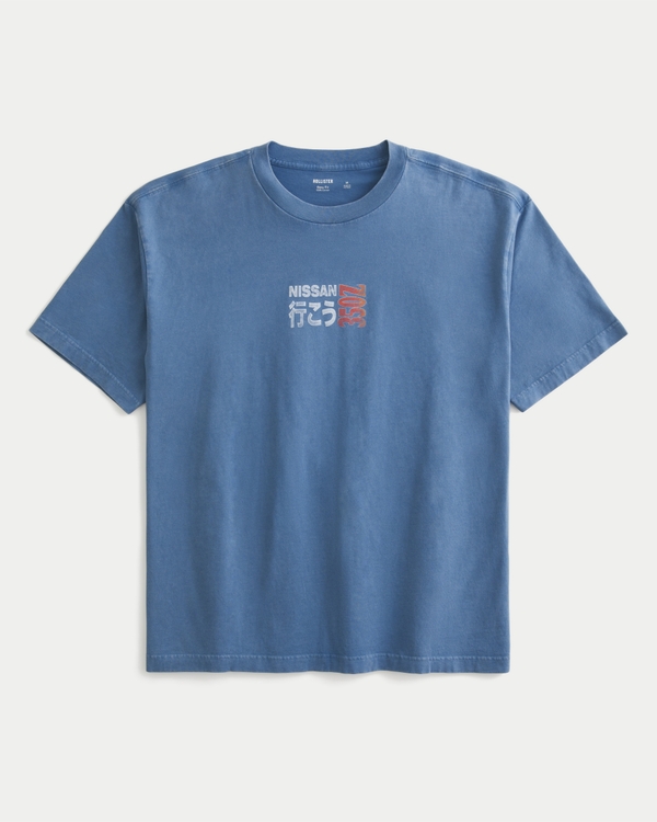 Camiseta con estampa de Nissan 350Z y corte cuadrado, Azul view 2