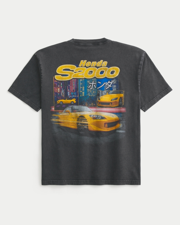 Camiseta cuadrada con estampa de Honda S2000, Negro view 1