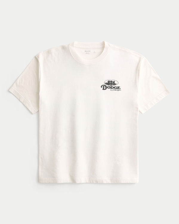 Hogstyle ホワイト Tシャツ ファスナー付き メンズ ボクシー Dodge Charger グラフィックTシャツ | メンズ