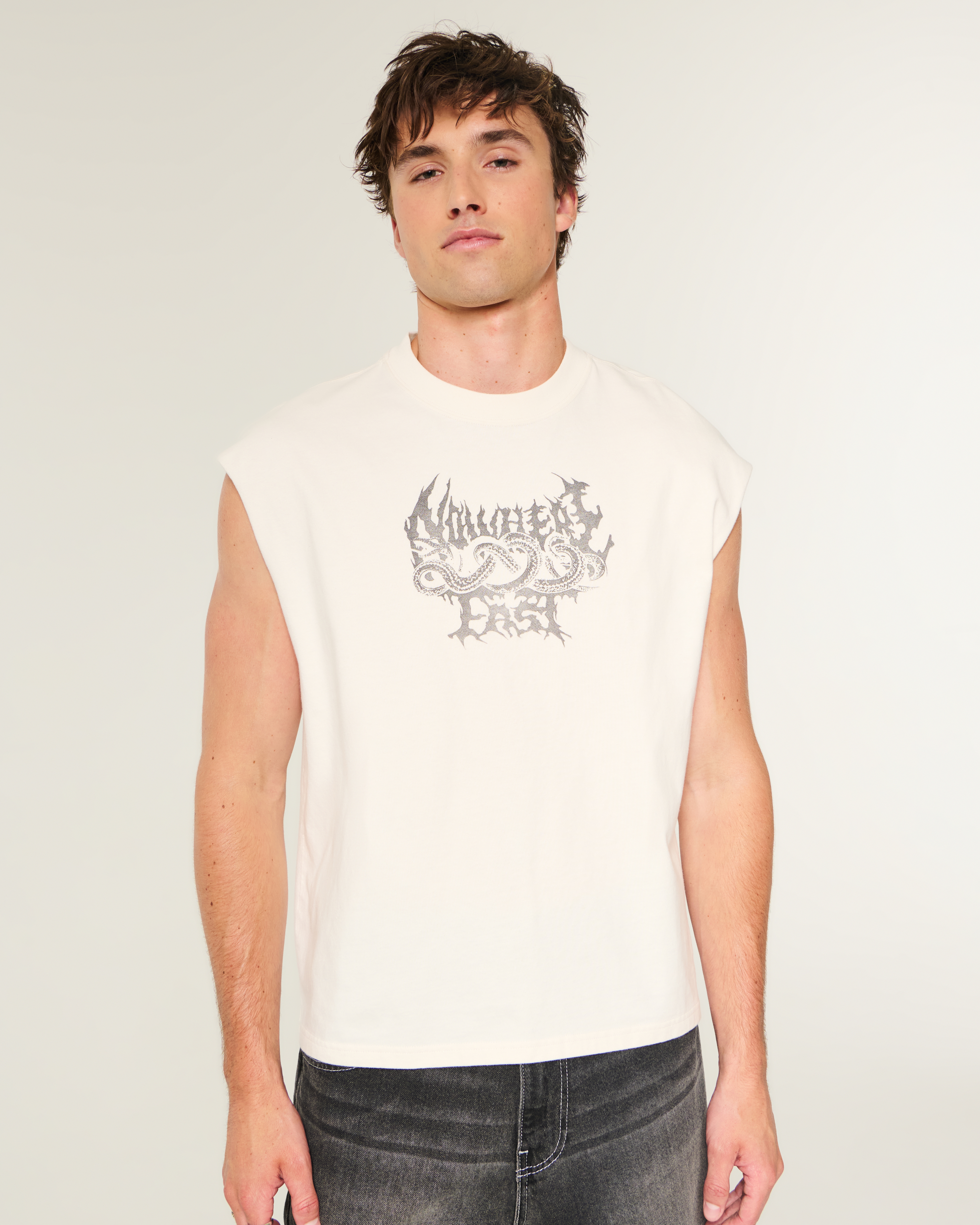 Boxy Heavyweight Graphic Cutoff Tank