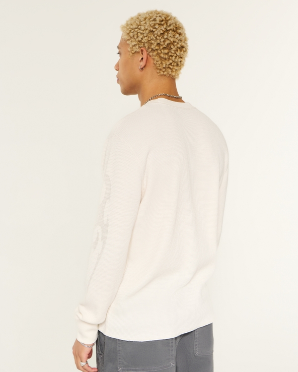 Long-Sleeve Graphic Thermal Shirt, Cream view 2