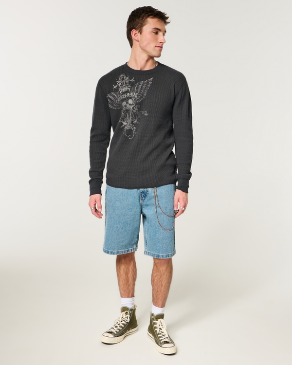 Long-Sleeve Graphic Thermal Shirt, Black view 2