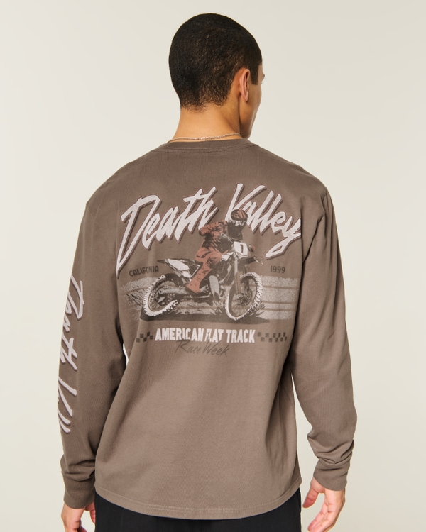 Relaxed Long-Sleeve Death Valley Graphic Tee, Brown view 1