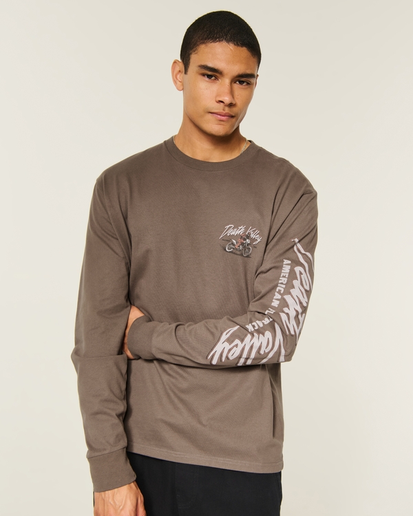 Relaxed Long-Sleeve Death Valley Graphic Tee, Brown view 2