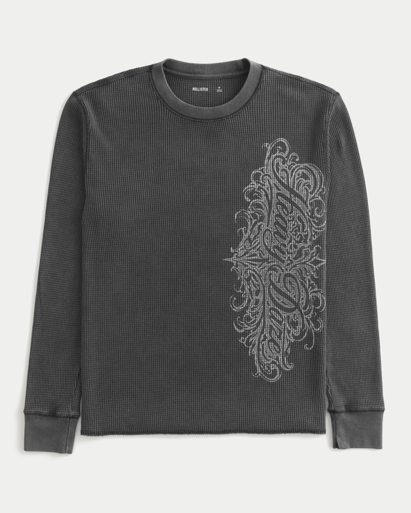 Men's Y2K Heavy Daze Graphic Thermal Crew Shirt | Men's Tops