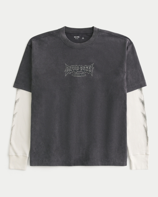 Men's Boxy Heavy Daze Graphic Twofer T-Shirt | Men's Tops