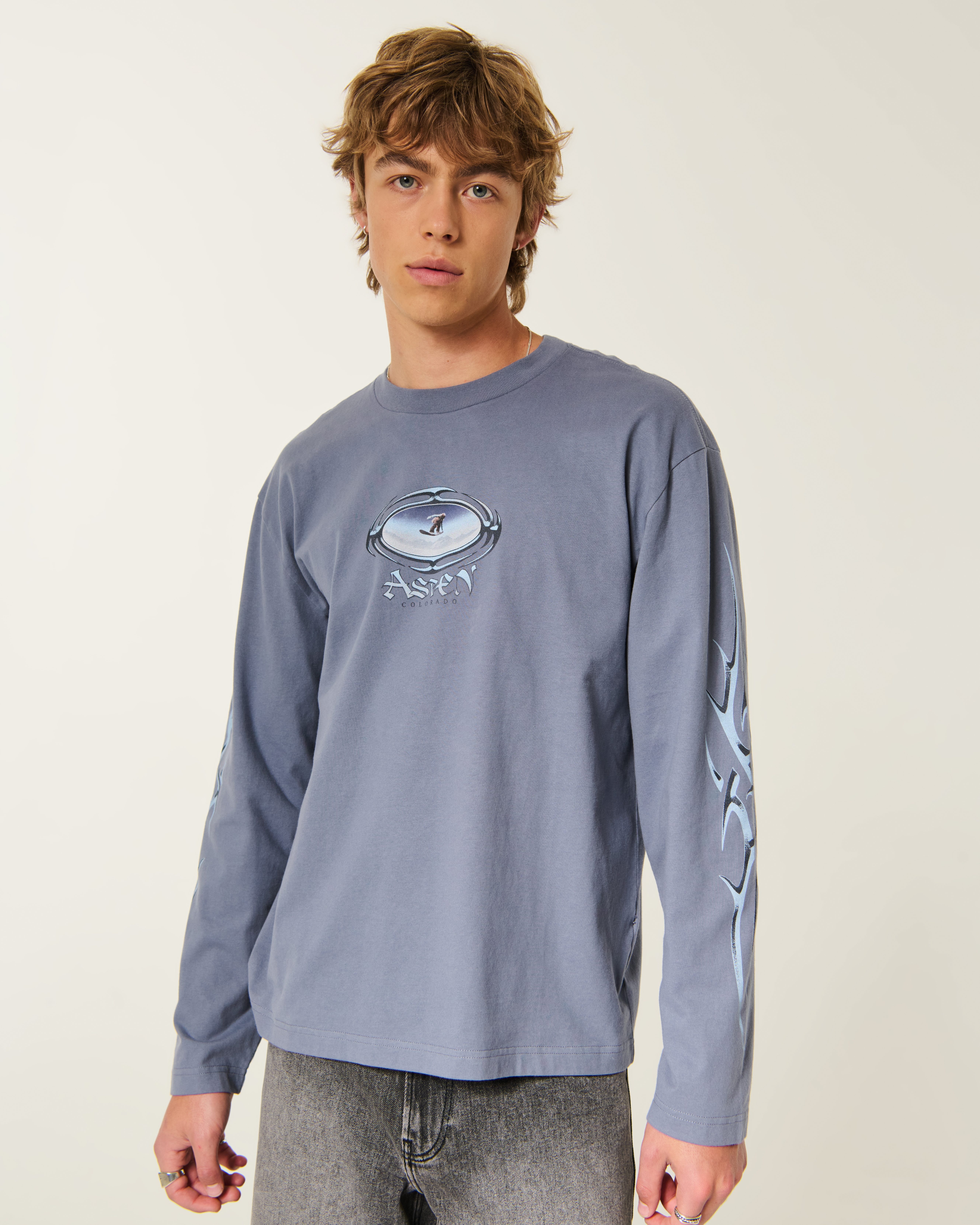 Boxy Heavyweight Long-Sleeve Aspen Graphic Tee