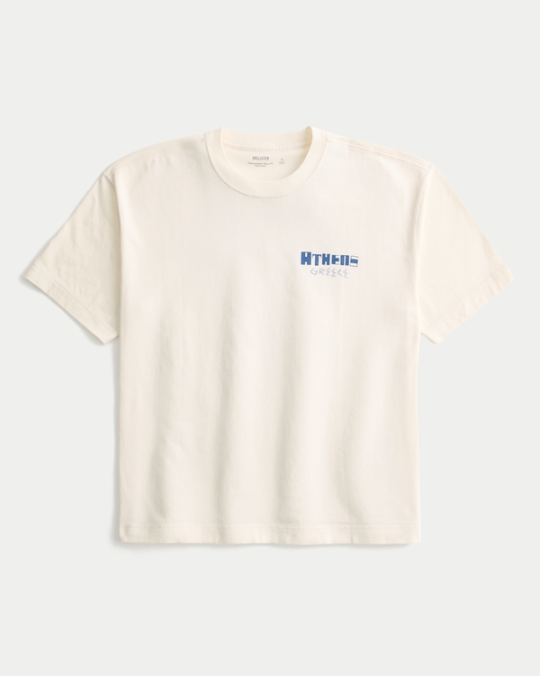 Men's Boxy Heavyweight Athens Greece Graphic Tee | Men's Clearance