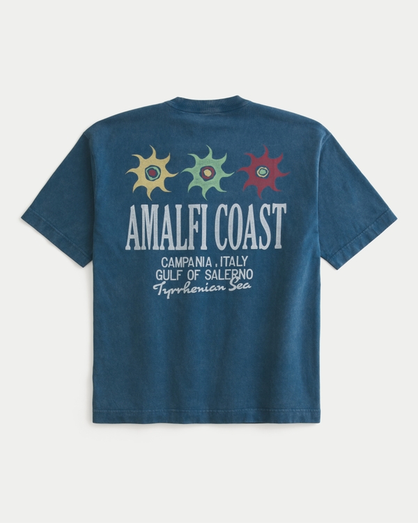 メンズ ボクシーAmalfi Coast Italyグラフィック厚手Tシャツ | メンズ