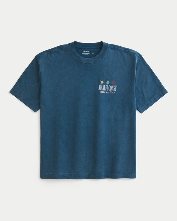 メンズ ボクシーAmalfi Coast Italyグラフィック厚手Tシャツ | メンズ