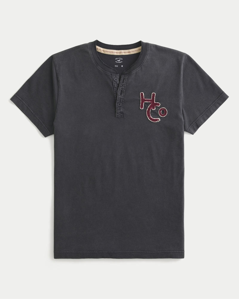 Men's Short-Sleeve Logo Graphic Henley | Men's Tops | HollisterCo.com