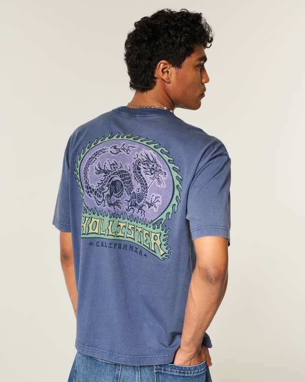 Men's Boxy Cotton Logo Graphic Tee | Men's Tops | HollisterCo.com