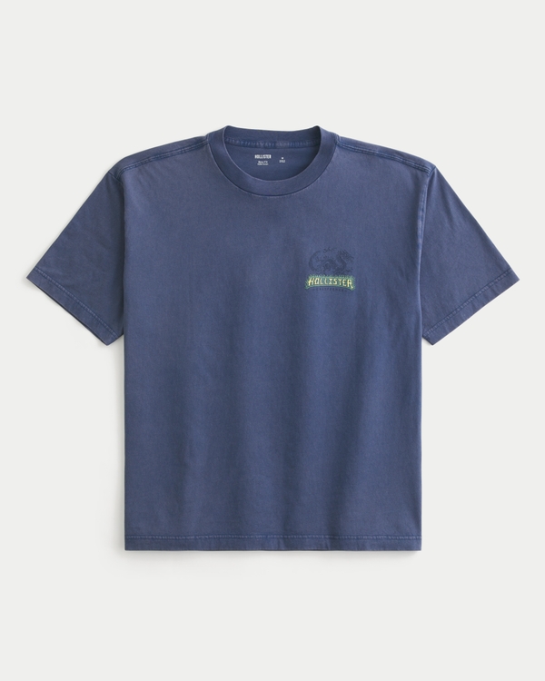 Men's Boxy Cotton Logo Graphic Tee | Men's Tops | HollisterCo.com