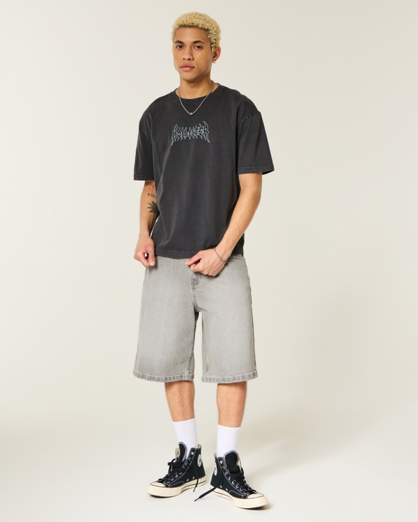 Boxy Cotton Logo Graphic Tee, Black view 2