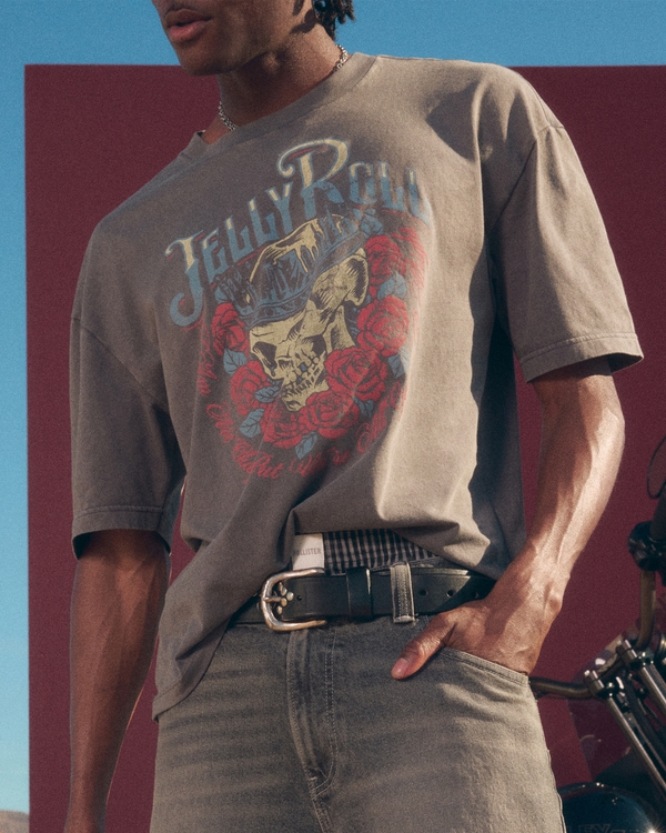 Boxy Jelly Roll Graphic Tee, Charcoal Gray view 1